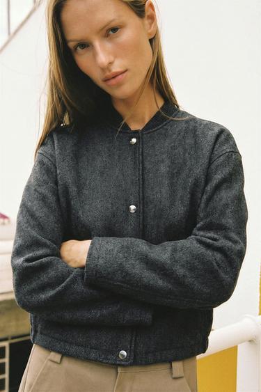 CHAQUETA BOMBER SOFT - Gris de Zara - Imagen 0