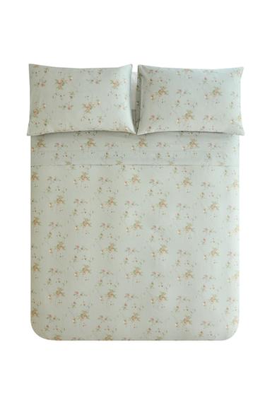 FLORAL BRANCH SATEEN DUVET COVER (300 THREAD COUNT) - Blue / Green by Zara