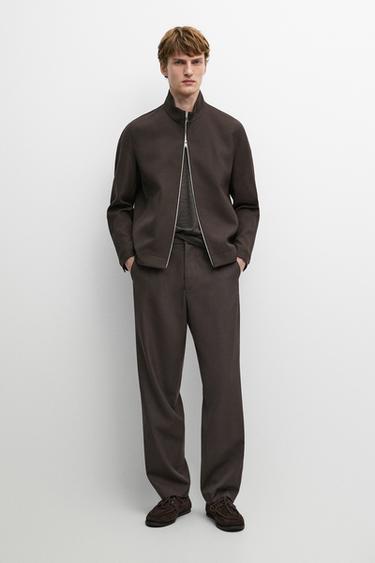 Pantalon 100 % laine froide total look - Marron de Zara - Image 0