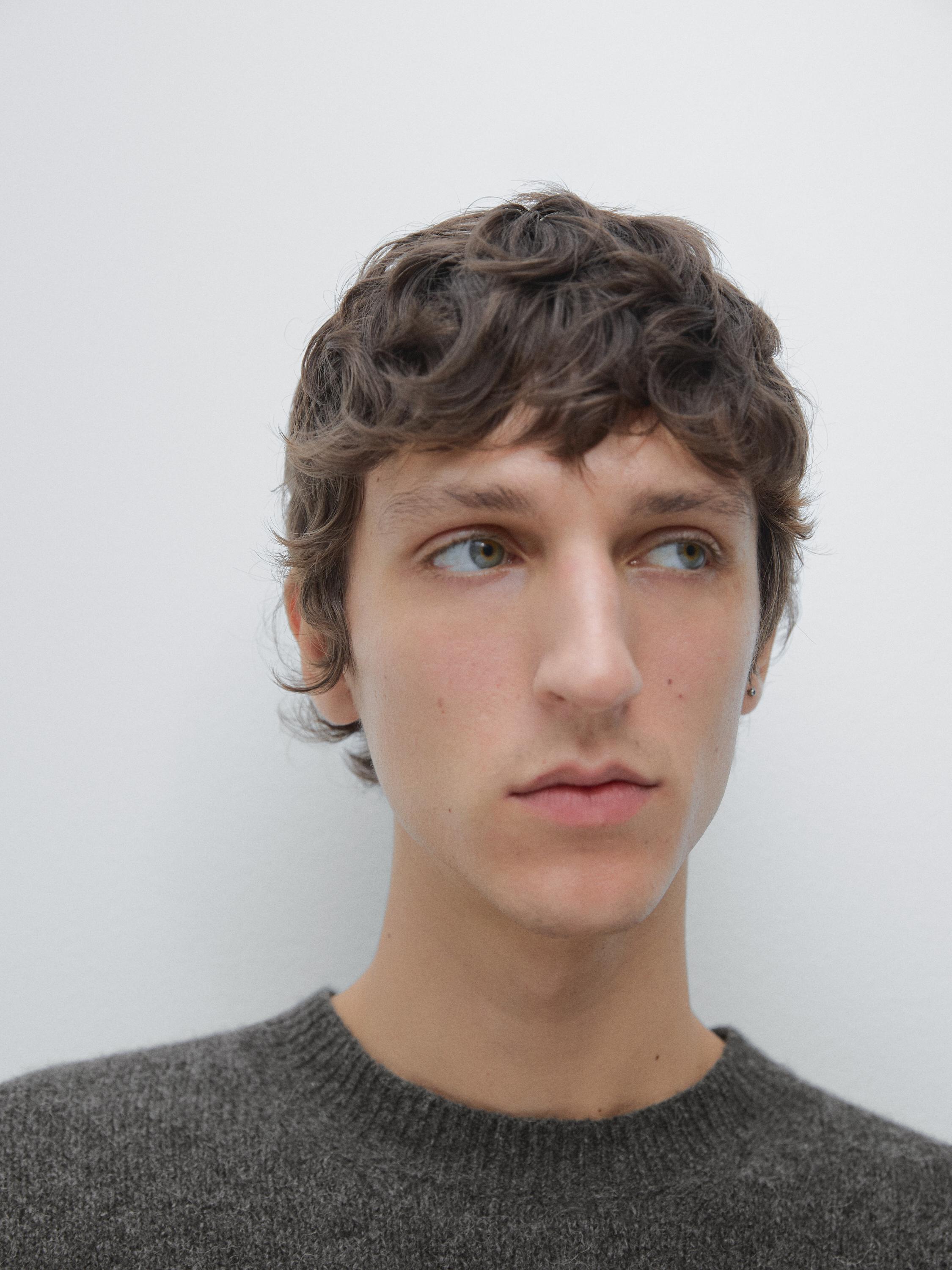 Pull col rond en maille de coton et laine