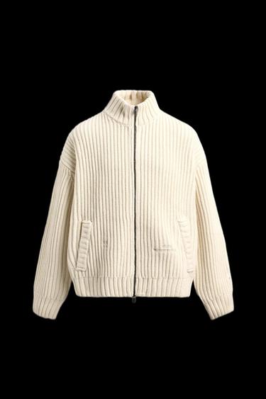 Zara PURL KNIT CARDIGAN X SR_A - Cream