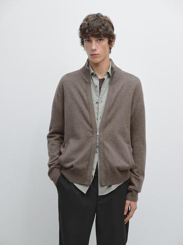 Cárdigan mezcla lana detalle cremallera - Caza de Zara