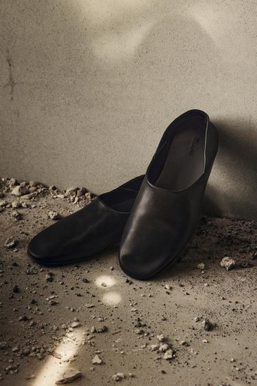 Zara LEATHER LOAFERS - Black