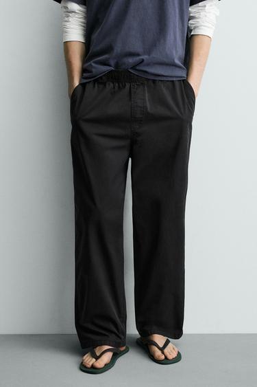 PANTALÓN RELAXED FIT ALGODÓN - Negro de Zara