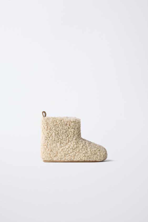 FAUX SHEARLING BOOTS - Sand Brown by Zara - Image 0