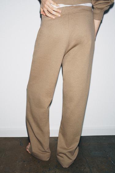 PANTALON EN MOLLETON LARGE - Marron clair de Zara - Image 2