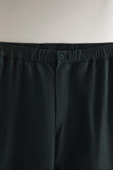 PANTALON LONG EN COTON - Vert / Bleu de Zara - Image 1