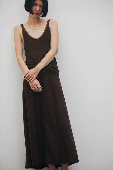 チュールコンビネーションTシャツダークブラウンZaraのチュールコンビネーションTシャツ - ダークブラウン 