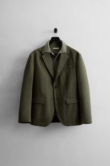 COTTON - LINEN SUIT BLAZER - Khaki by Zara