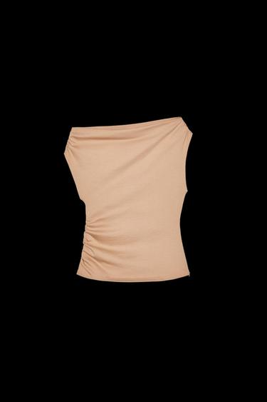 ASYMMETRISCHES GERAFFTES T-SHIRT - Beige von Zara - Bild 0
