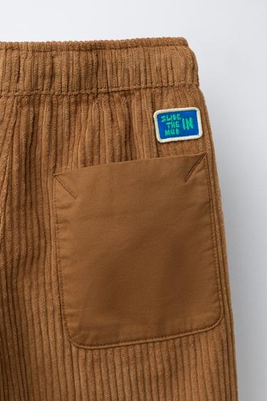 PANTALON BAGGY EN VELOURS CÔTELÉ - whisky clair de Zara - Image 3