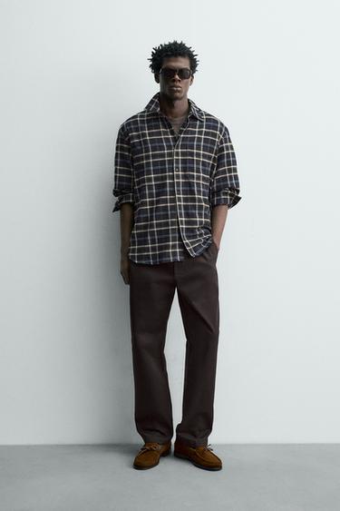 CHECK FLANNEL SHIRT - Dark navy by Zara - Image 0