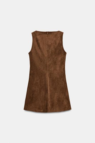 FAUX SUEDE SHORT DRESS - Caramel by Zara - Image 6