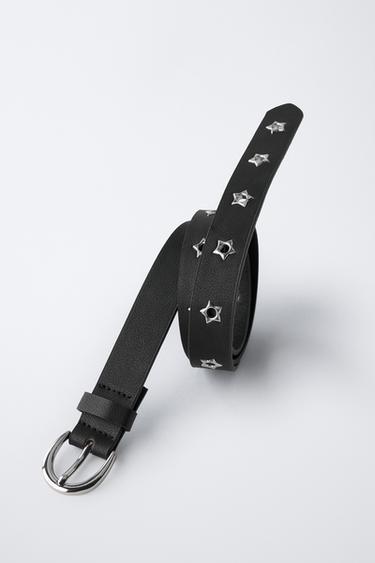 CEINTURE EN MATIÈRE SYNTHÉTIQUE ŒILLETS ÉTOILE - Noir de Zara - Image 3