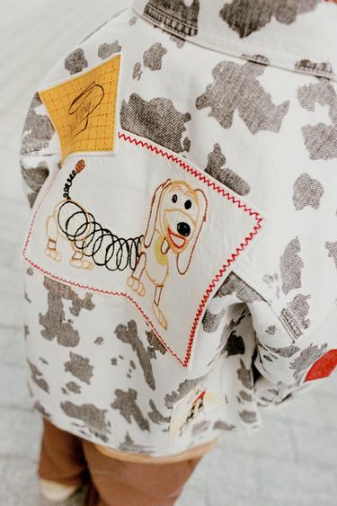 Zara TOY STORY © DISNEY PIXAR COW PRINT TWILL OVERSHIRT WITH PATCHES - Ecru / Black