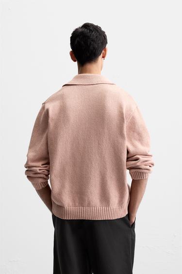 CARDIGAN STRUCTURÉ EN MÉLANGE DE COTON - Rose poudré de Zara - Image 3