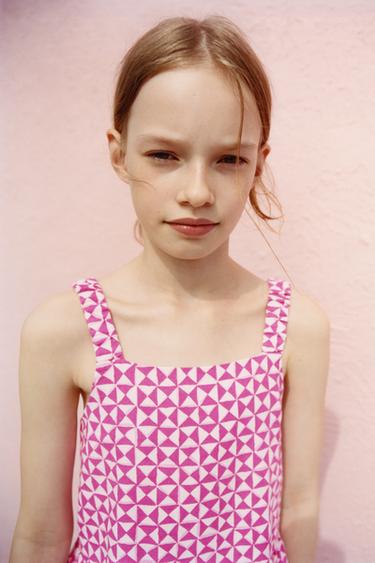 TOP ESTAMPADO CON LINO - Rosa / Blanco de Zara