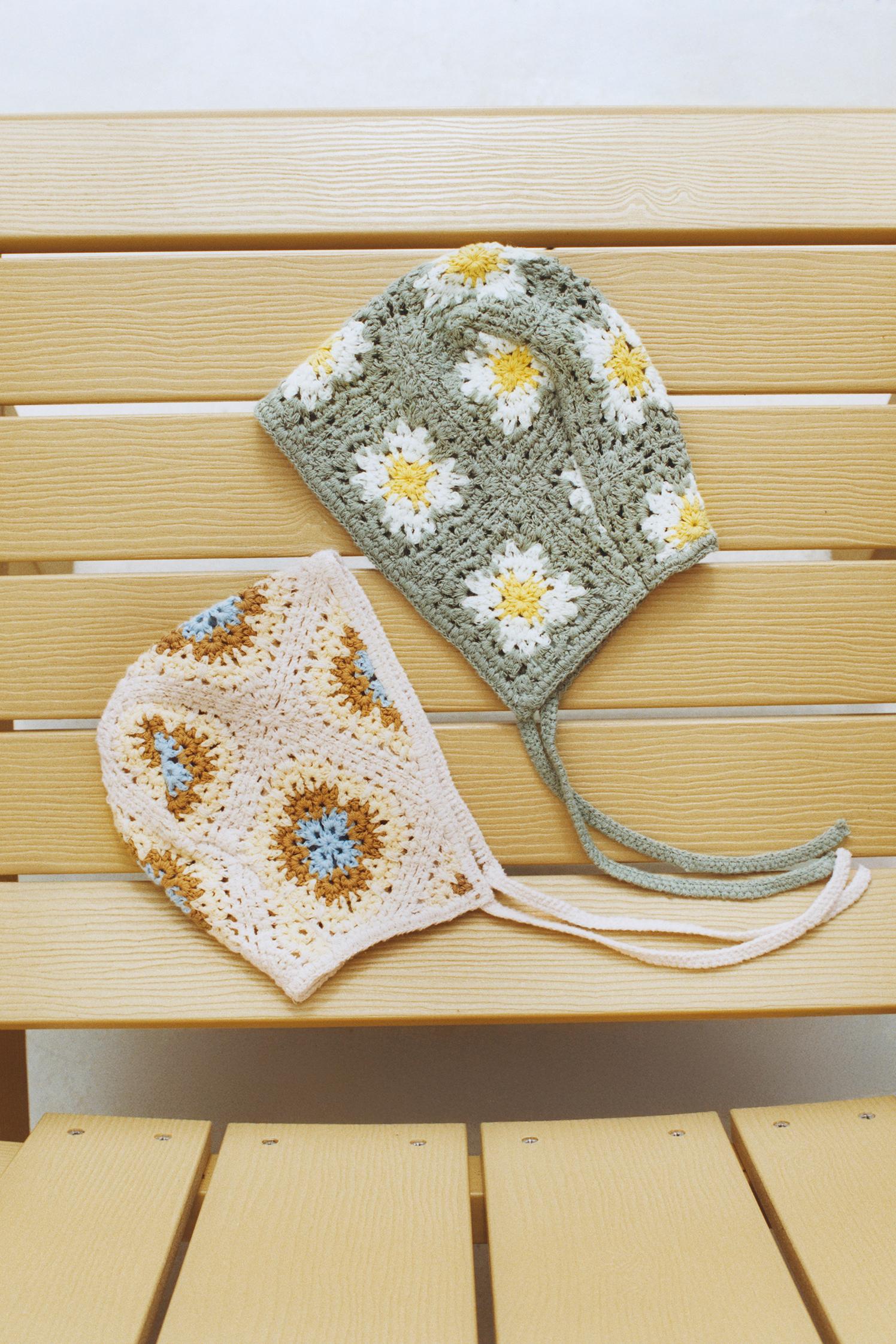 CROCHET FLOWER KNIT BONNET - Greenish | ZARA United States
