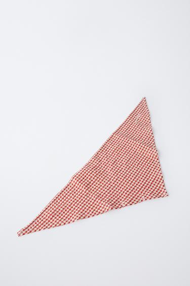 GINGHAM CHECKED BANDANA - Ecru / Red by Zara - Image 2