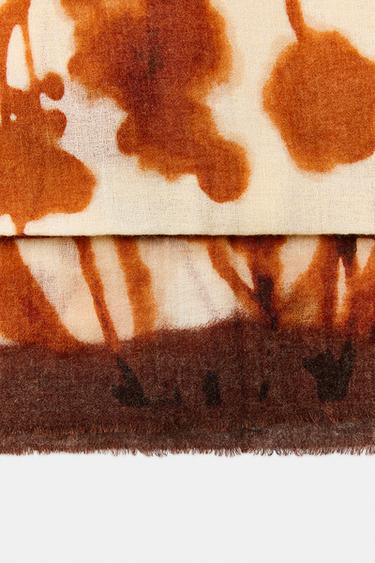 FLORAL PRINT WOOL-BLEND SCARF - Ecru by Zara - Image 4