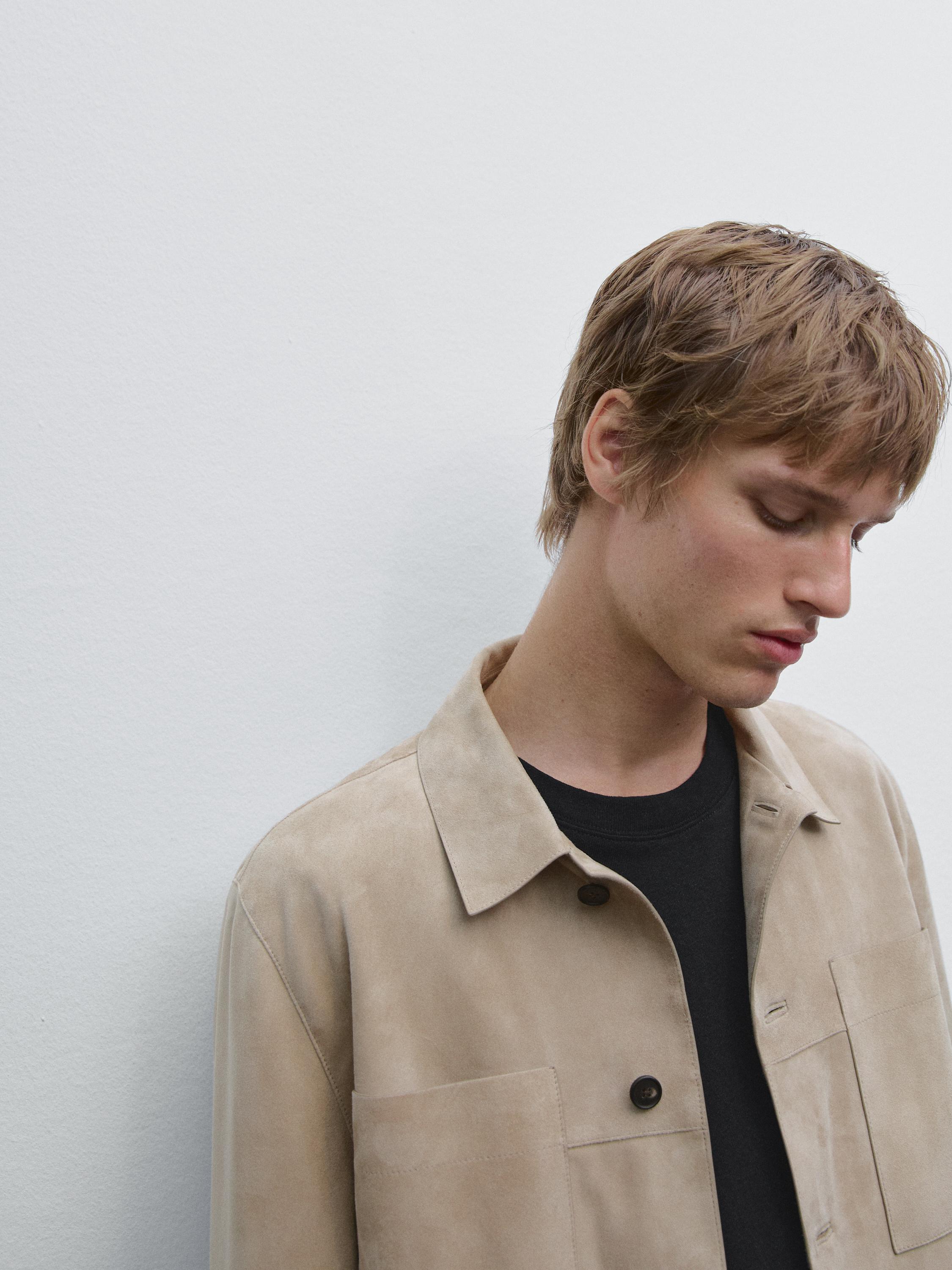 Suede leather overshirt