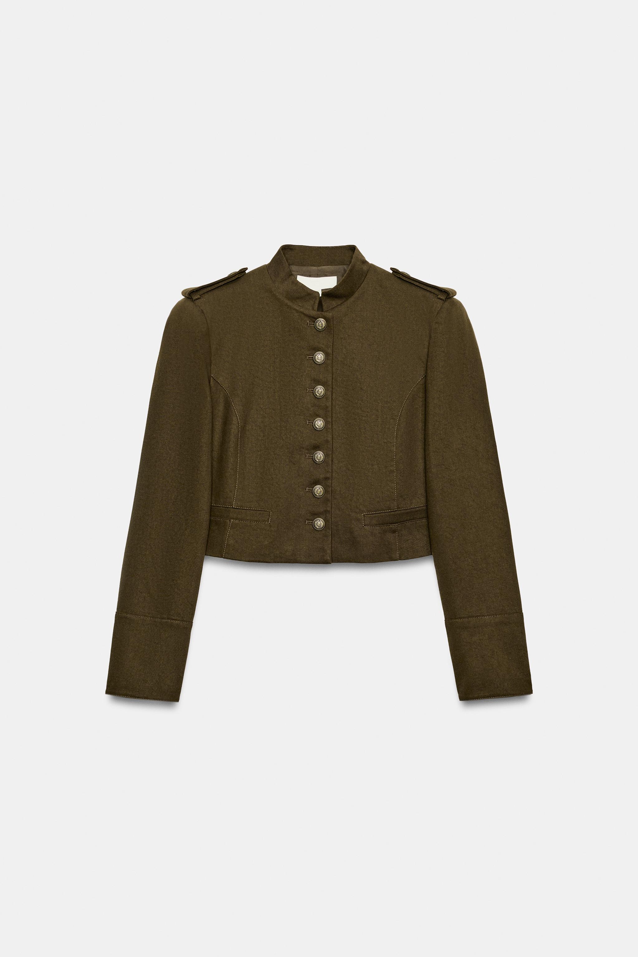 Женские куртки Zara CROPPED JACKET WITH SHOULDER PADS — фото 7