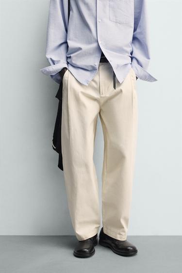 PANTALON BALLOON FIT PLIS - Écru de Zara - Image 1