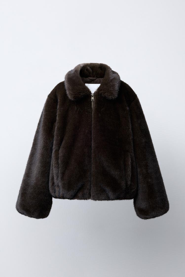 FAUX FUR BOMBER JACKET Mink ZARA India