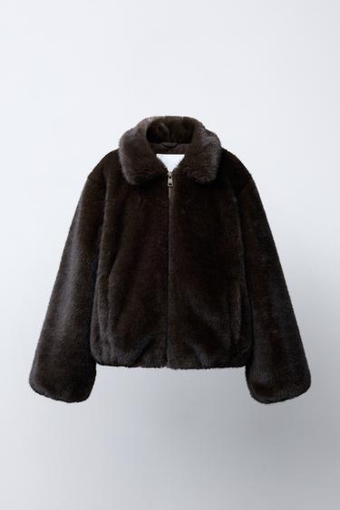 FAUX FUR BOMBER JACKET - Mink by Zara
