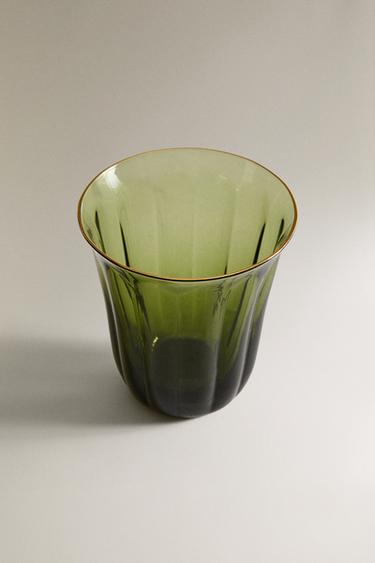 RAISED CHRISTMAS GLASS TUMBLER - Green by Zara - Image 1