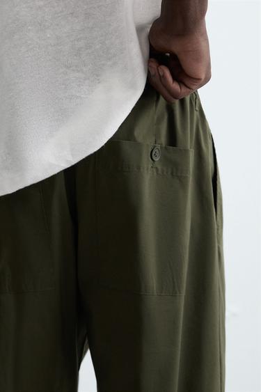 LIGHTWEIGHT RELAXED FIT TROUSERS - Green by Zara - Image 4
