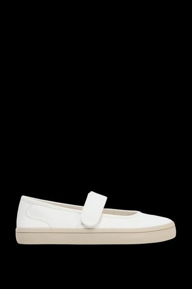 Zara FABRIC STRAP BALLET FLATS - White - Image 0
