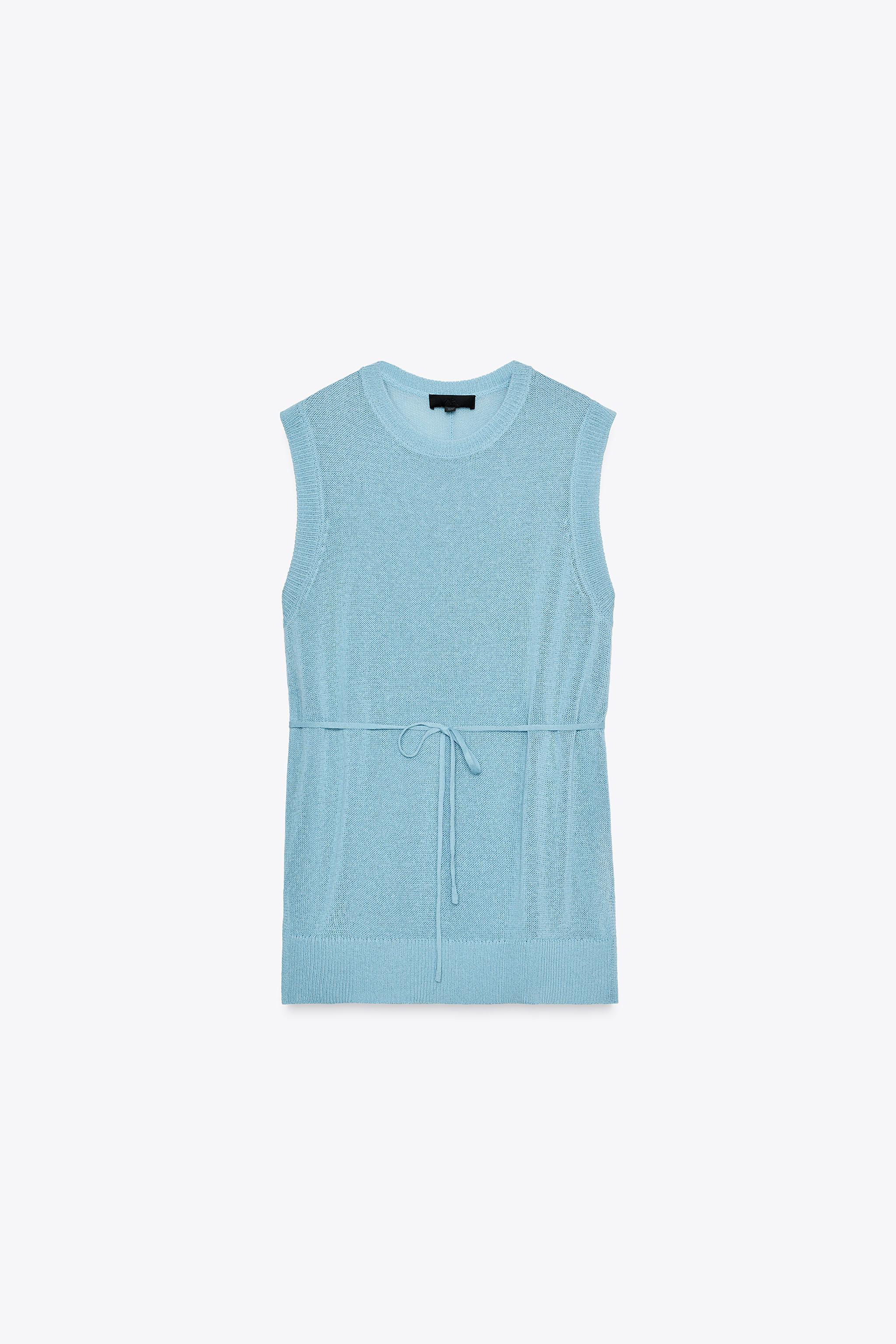 BELTED KNIT LONG TOP - Light blue | ZARA United States BELTED KNIT LONG TOP - Light blue | ZARA United States