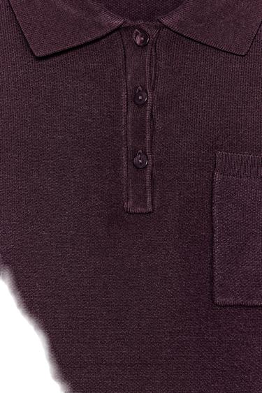 Zara POCKET POLO SWEATER - Burgundy