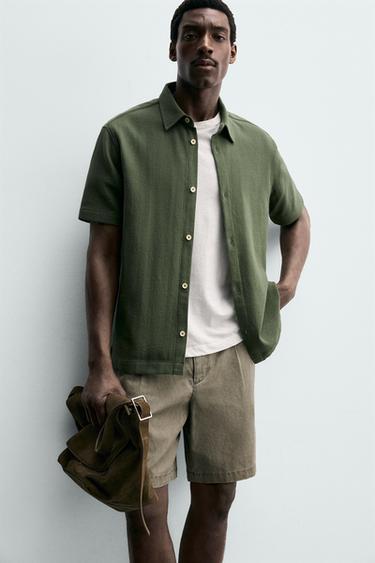 CHEMISE REGULAR FIT STRUCTURÉE - Vert de Zara - Image 4