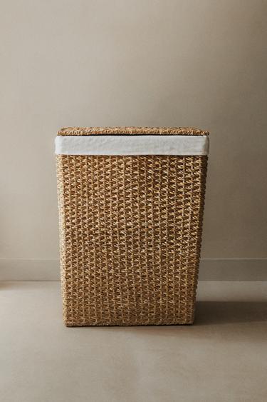 CESTO ROUPA COM TECIDO INTERIOR - Castanho da Zara