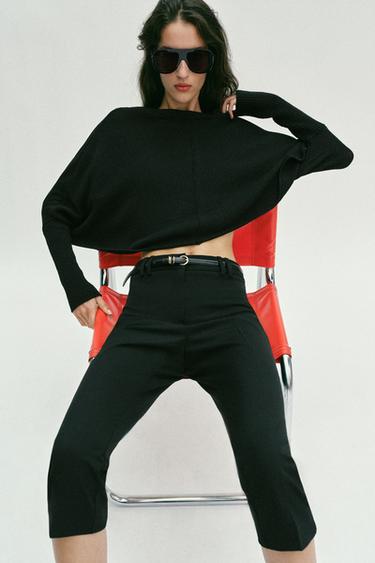 PANTALON CAPRI À CEINTURE - Noir de Zara - Image 5