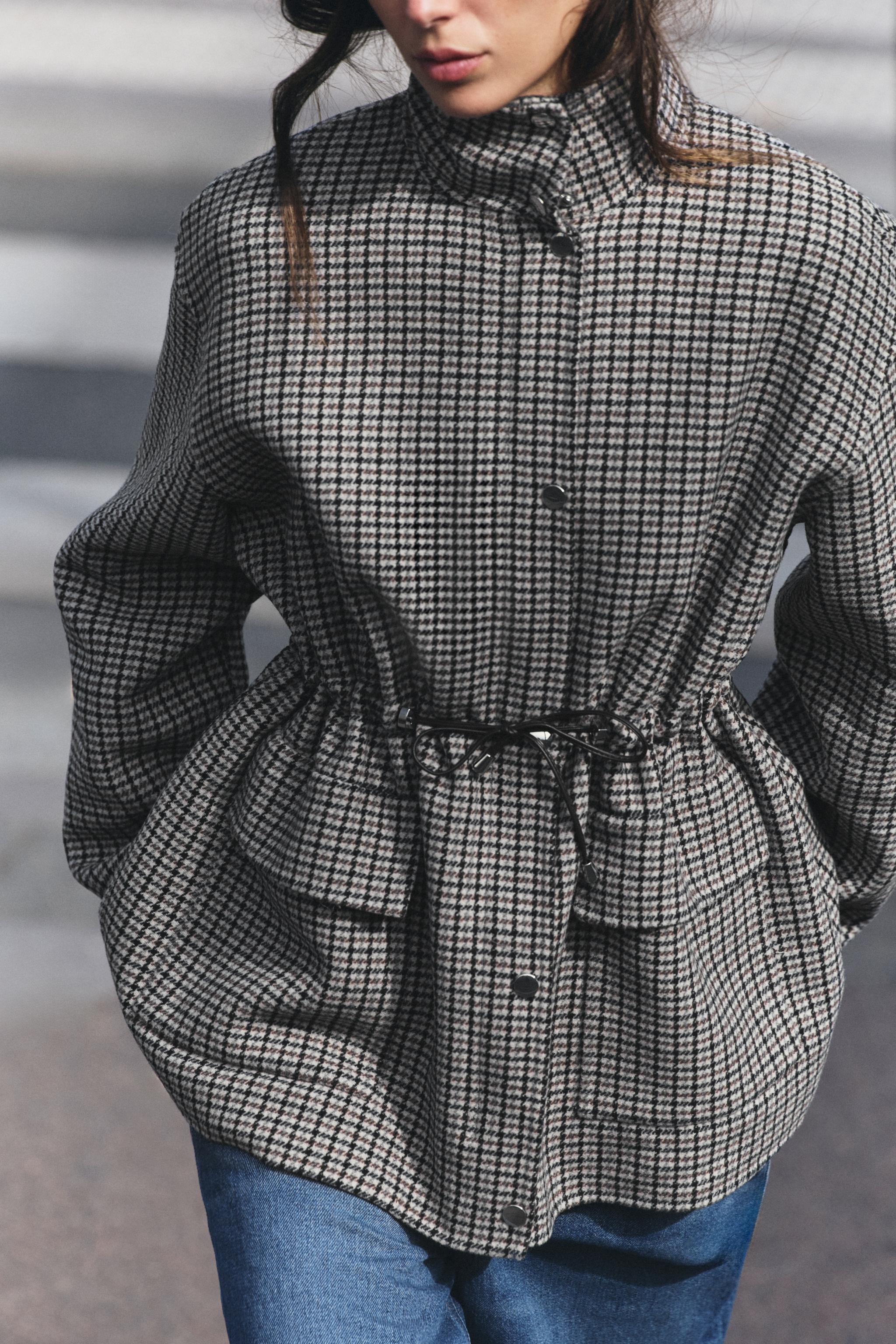 MANTEAU AVEC LAINE PIED-DE-POULE