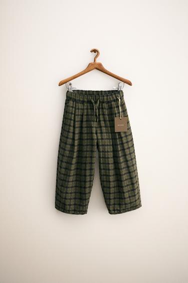 ZARA TIMELESS - CHECK balloon TROUSERS - Mid-green by Zara