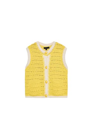 OVERSIZED BUTTON KNITTED WAISTCOAT TOP