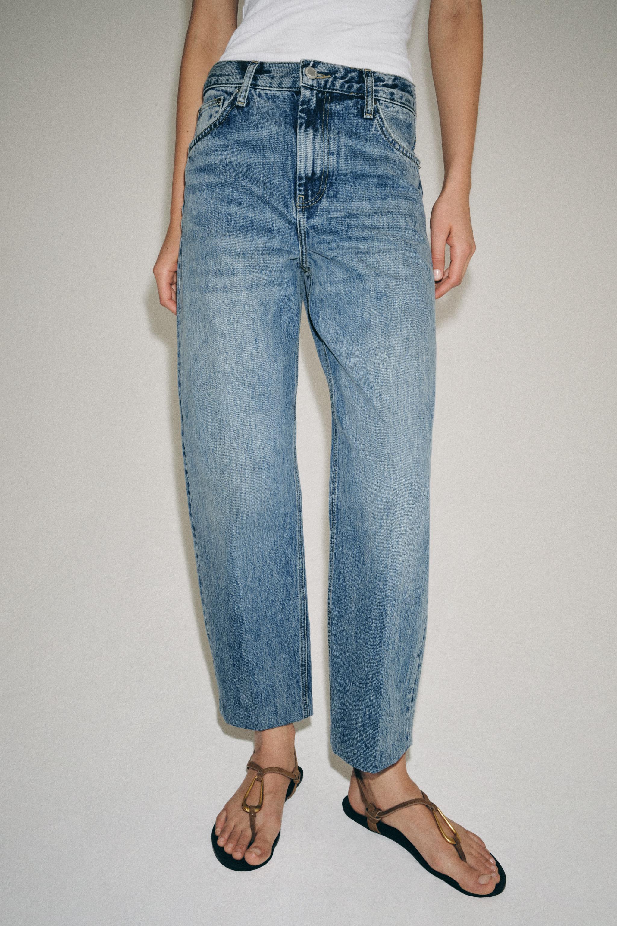 ZW COLLECTION BARREL HIGH-WAIST JEANS — Mid-blue