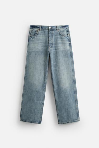RELAXED STRAIGHT-LEG JEANS - Mid-blue by Zara