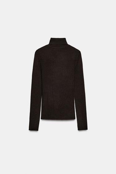 WOOL HIGH NECK JUMPER - Chocolate by Zara - Image 4