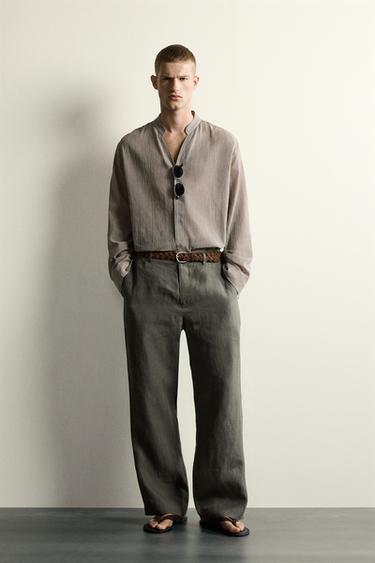 RELAXED FIT JACQUARD STRIPE SHIRT - Brown Stripes by Zara - Image 0