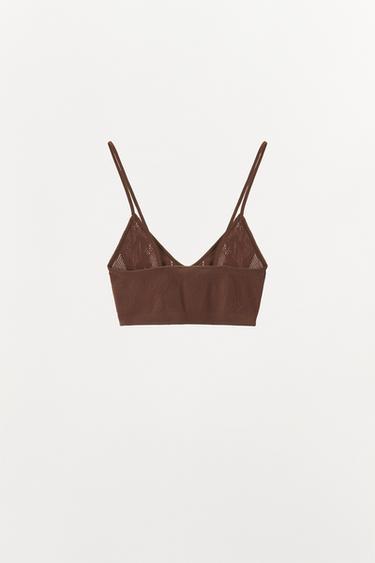SEAMLESS LACE BRALETTE - Brown by Zara - Image 5