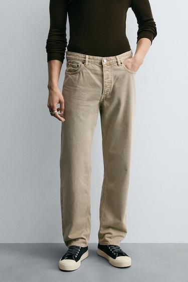 STRAIGHT-LEG JEANS - Beige by Zara