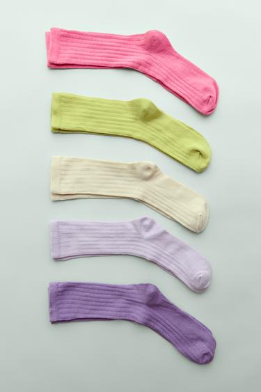 Zara FIVE-PACK OF LONG RIBBED SOCKS - Lilac