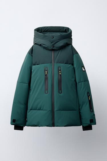 DONSJACK MET VEREN EN DONS AFNEEMBARE CAPUCHON WATERDICHT EN WINDDICHT COLOR BLOCK RECCO® SYSTEM SKI COLLECTIE - Groen van Zara - Afbeelding 0