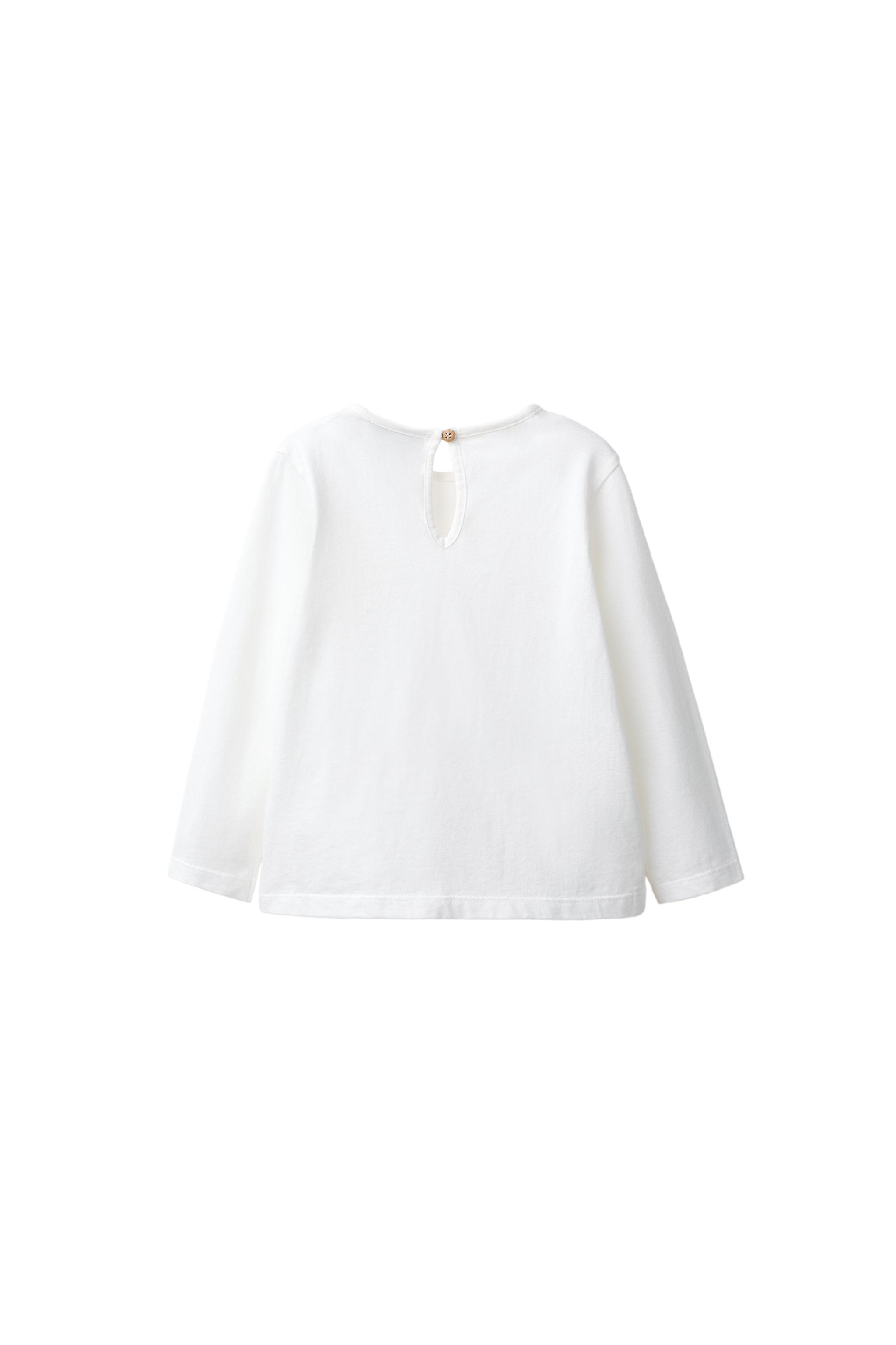 FLORAL APPLIQUÉ T-SHIRT — Light ecru