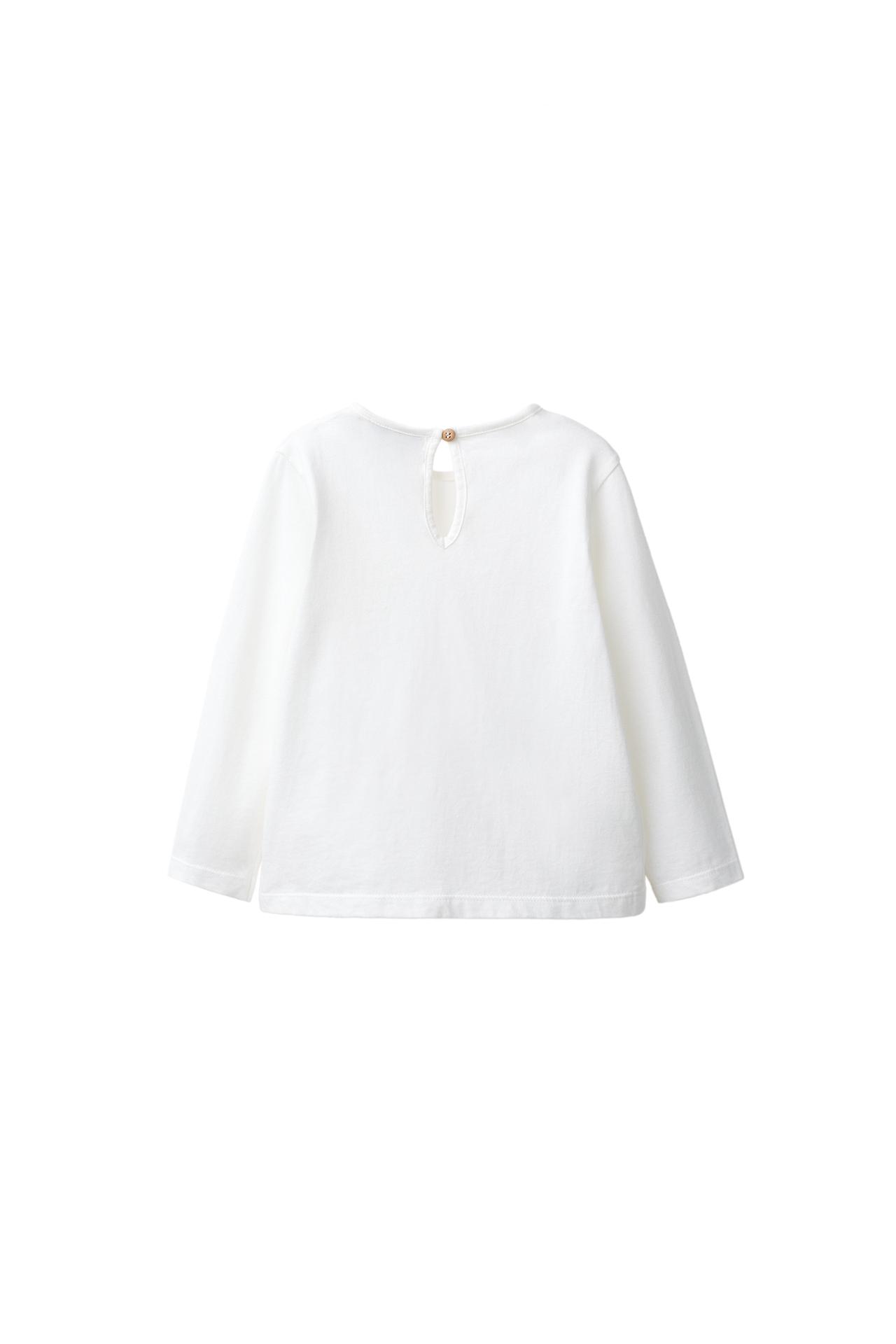 FLORAL APPLIQUÉ T-SHIRT — Light ecru